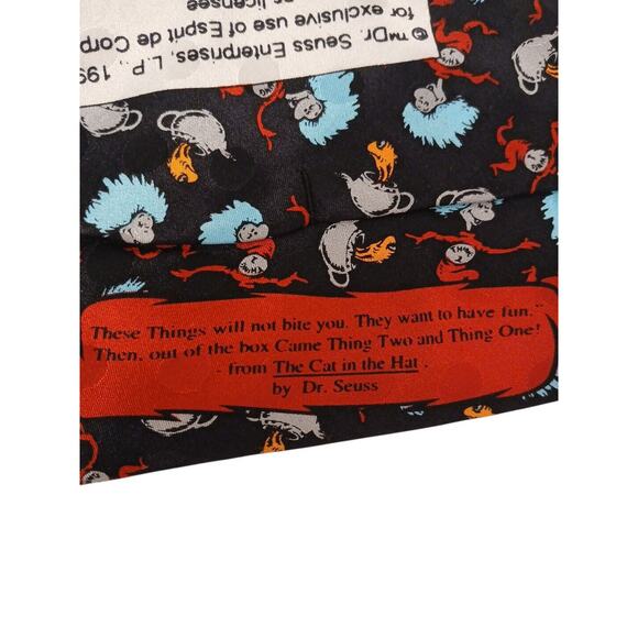 1996 Dr Seuss Tie Cat In The Hat Silk Thing 1 2 Blue Necktie Goldfish Collector - Picture 5 of 9